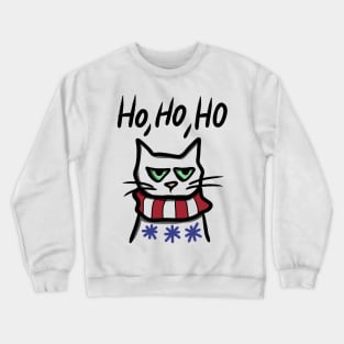 Angry Cat in Christmas Crewneck Sweatshirt